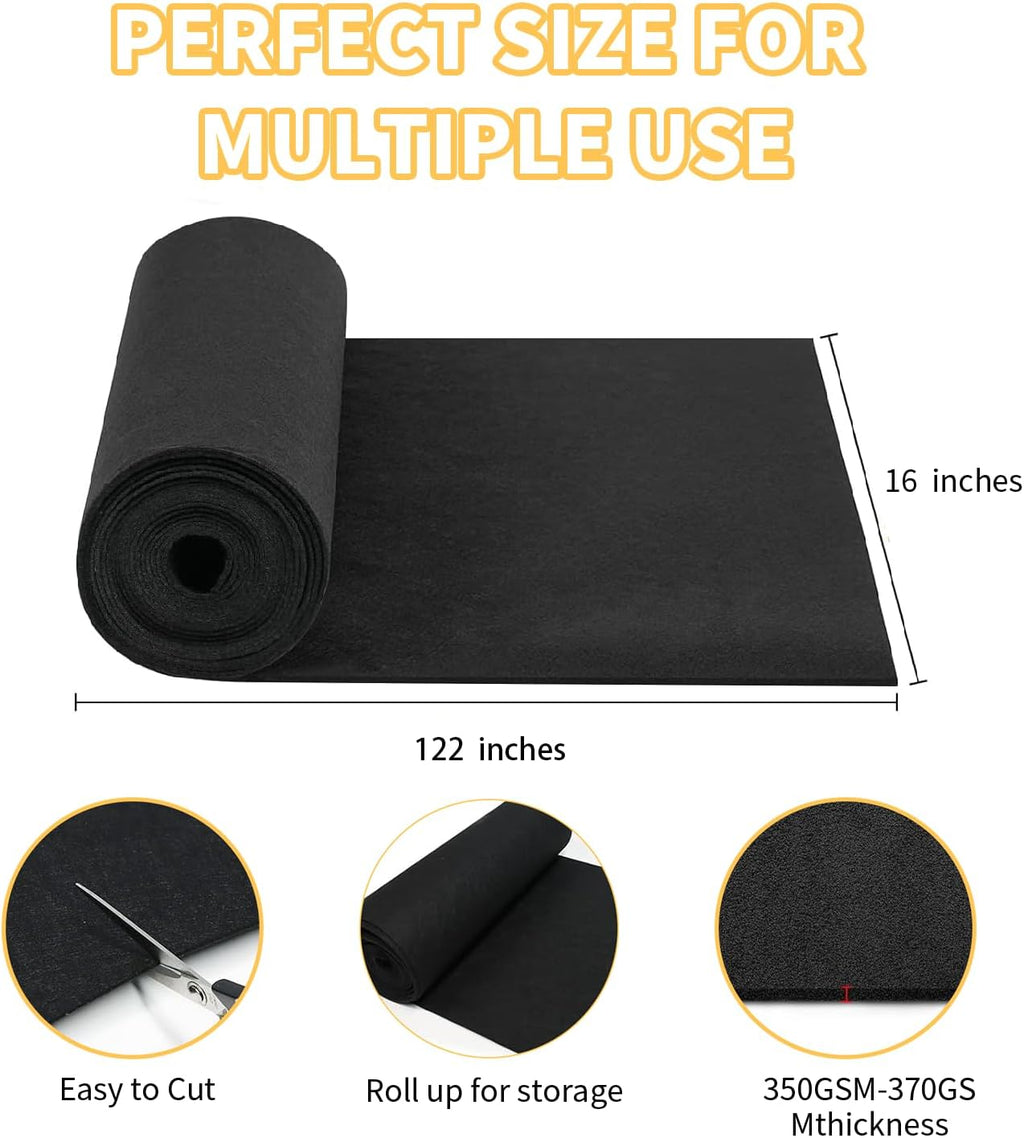 16x122 Inch Black Felt Planter Liner Roll, Non-Woven Hanging Basket Liners Coco Coir Alternative Breathable Outdoor Planter Liner Window Box Liners for Metal Basket Flower Pot Raised Garden Bed