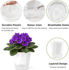 12 Pack Self Watering Pots for Indoor Plants, 5 Inches Self Watering Planters Small African Violet Self Watering Clear Pots for Plants Herb Orchid Flower Houseplant Pots, White
