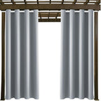 Waterproof Outdoor Curtain W52 x L84 - Grommet Top Sunlight Blocking Window Treatment Drapes Blackout Curtains for Home Bedroom Living Room Outdoor Patio Porch Pergola (Light Gray, 2 Panels)