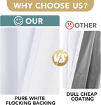H.VERSAILTEX White Blackout Curtains, Thermal Curtains 96 inches Long 100% Blackout Textured Linen Look Curtain Draperies Anti-Rust Grommet Drapes, 2 Panels, Bright White