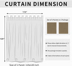Easy-Going Outdoor Patio Curtains Detachable Tab Top Windproof Weatherproof Curtain for Cabana, Porch, Pergola and Gazebo, Tab Bottom Drape, 2 Panels, 110W x 120L inch, Khaki