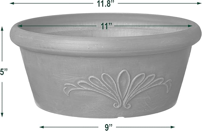 PSW Pot Collection TA30TC 12-inch Plastic/Stone/Wood Composite Bulb Pan Planter – No Drainage Hole (Drillable), Shallow Indoor/Outer Pot for Succulents, Bonsai, Fairy Gardens, Herbs, Terra Cotta Color