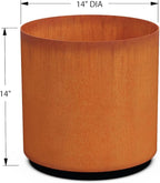 Plantercraft Large Round Planters for Outdoor Plants 14 x 14 Inch Corten Steel Planter | Modern Rustic Metal Planter for Front Porch, Patio & Deck Decor