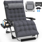 Slendor Oversized Zero Gravity Chairs XXL, 33In Recliner Chair, Dark Gray | Reclining Lounge Chair, Folding Anti Gravity Chairs w/Aluminum Alloy Lock, Removable Cushion&Headrest, 500lbs, for Lawn Patio