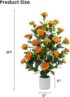 artificial camellia tree, 3ft faux flowering camellia plant showing dimensions
