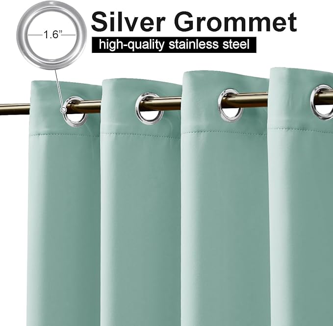 NICETOWN 2 Panels Aqua Blue Weighted Outdoor Curtains for Patio Waterproof, Rustproof Grommet on top & Bottom Windproof Cold & Heat Block Privacy Outdoor Blinds for Valley/Pool, W52 x L84