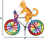 Bike Spinner Kitty 30" – Playful Feline Design, Weather-Resistant Outdoor Decor, Durable & Lightweight for Patios, Yards, and Gardens - Eye-Catching Wind Spinner with Rotating Wheels
