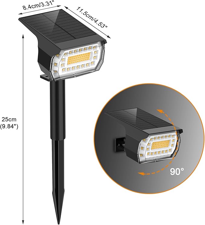 LANSOW Solar Spot Lights Outdoor, [12 Pack/76 LED] 2-in-1 Solar Landscape Spotlights, 3 Modes IP65 Waterproof Dusk to Dawn Solar Powered Flood Wall Lights for Outside Yard Garden Pathway(Warm White)