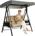 Swing Canopy Cover 3 Seater 75x47x7/8''(191 * 120 * 18/20cm), Waterproof Replacement Canopy for Swing Seat, Patio Hammock Swing Top Cover, Garden Furniture Cover,Gray