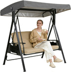 Swing Canopy Cover 3 Seater 75x47x7/8''(191 * 120 * 18/20cm), Waterproof Replacement Canopy for Swing Seat, Patio Hammock Swing Top Cover, Garden Furniture Cover,Gray