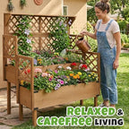 elevated raised garden bed with trellis & 2, side view