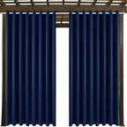 Outdoor Patio Curtain Waterproof Darkening Thermal Insulated Indoor Curtains for Bedroom, Porch, Living Room, Pergola, Cabana, W105 x L120 Extra Wide Room Divider, Navy, Set of 2 Panels