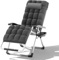 Zero Gravity Chair, Portable Outdoor Chair, Reclining Patio Lounge Chair with Adjustable Pillow and Cup Holder Trays for Outdoor, Patio, Beach, Camping, Garden, Poolside, Gray