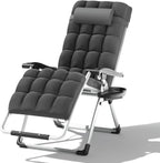 Zero Gravity Chair, Portable Outdoor Chair, Reclining Patio Lounge Chair with Adjustable Pillow and Cup Holder Trays for Outdoor, Patio, Beach, Camping, Garden, Poolside, Gray