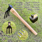 14 inch japanese hand tiller/rake for garden, 3-tines shown in use