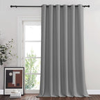 NICETOWN Blackout Sliding Door Curtain for Living Room, Grommet Room Divider Curtain Privacy Thermal Insulated Sound Reducing Window Treatment for Bedroom (1 Panel, Silver Grey, W80 x L108)