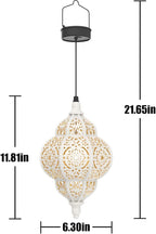 Hanging Solar Lights Outdoor Garden Decor Solar Lantern Waterproof Plastic Moroccan Outdoor Decorations for Patio Pathway Yard Backyard Garden Decorative (1, White)