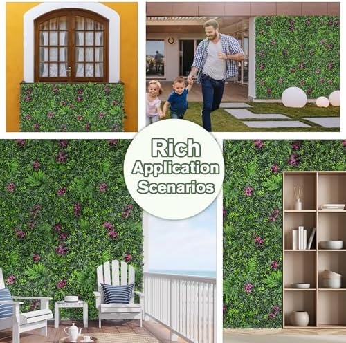 faux greenery grass wall boxwood plant panel: 20"x20"(4, package contents