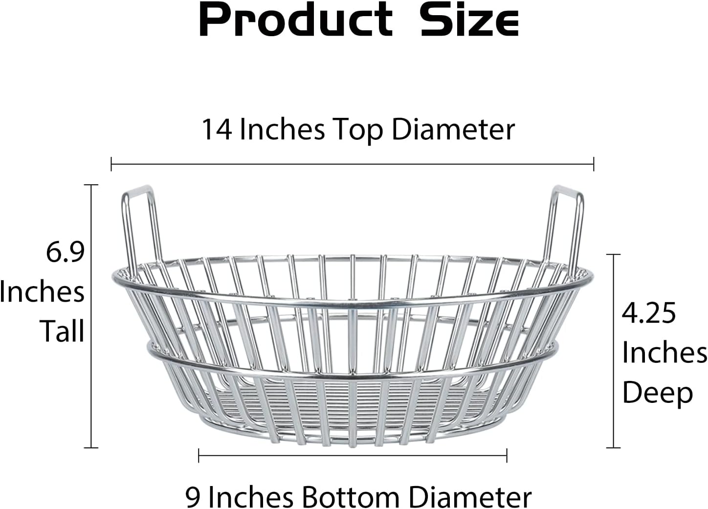 Charcoal Basket, Grill Ash Basket for Big Green Egg Large, 14 Inches Stainless Steel Ash Basket