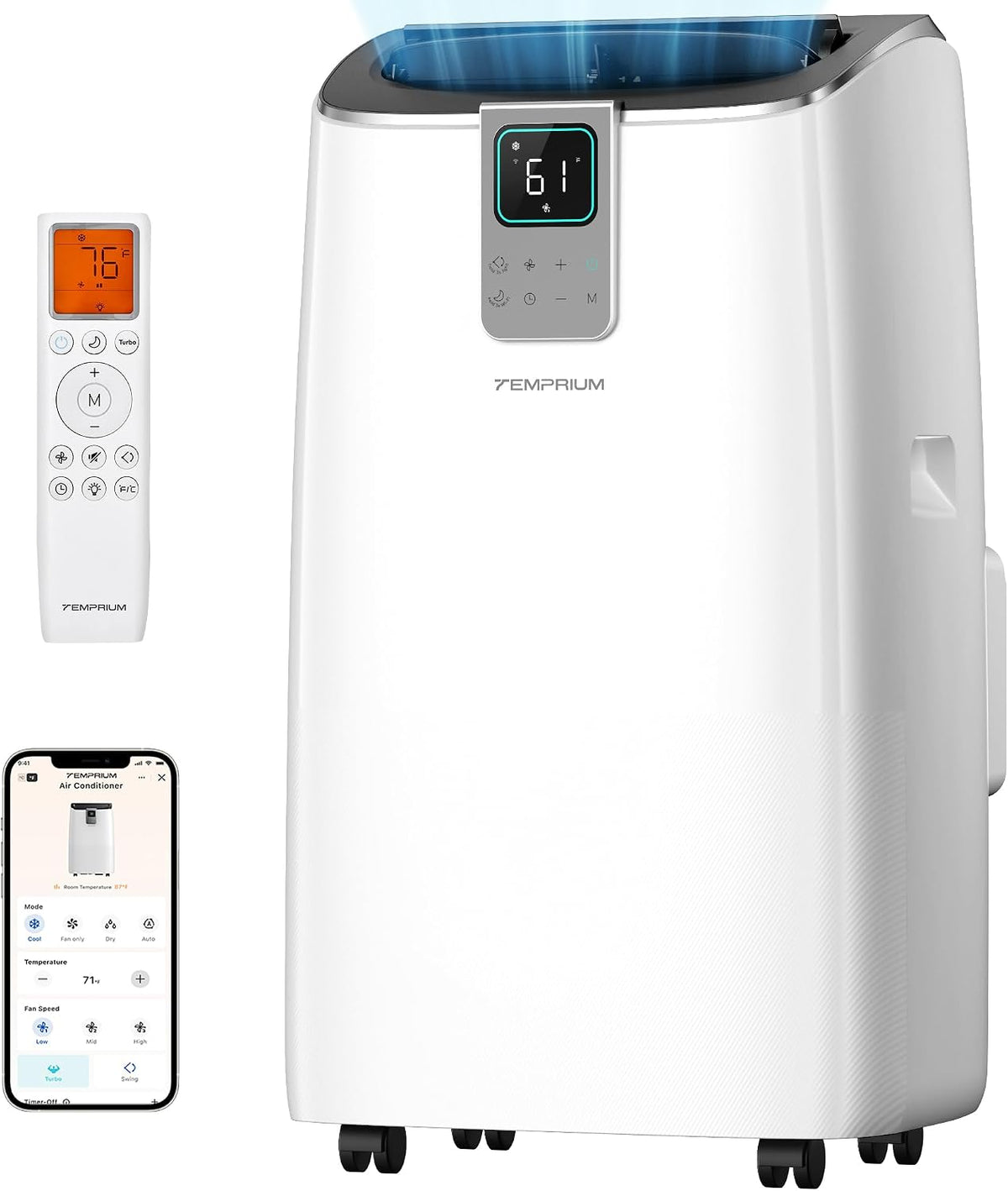 14,000 btu portable air conditioner, 4-in-1 smart ac, main product view