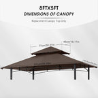 MASTERCANOPY Grill Gazebo Replacement Canopy Top for Model L-GG001PST-F (Brown)