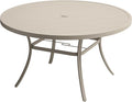 VICLLAX 60" Outdoor Round Patio Table for Lawn Garden, All Weather Metal Round Patio Dining Table with Adjustable Umbrella Hole, Outdoor Table for 8-10 Person, Cream Color Tabletop