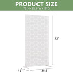 Casaphoria Metal Privacy Screen Outdoor, 72" H x 35" W Freestanding Decorative Privacy Screen for Patio Deck Balcony Garden with Stable Base, White-Square