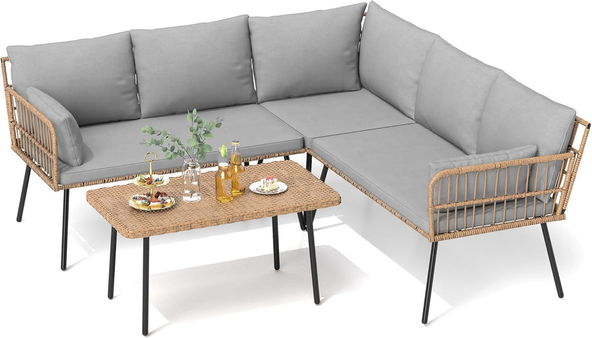 dwvo patio furniture set, 4 pieces outdoor patio on a desk or shelf