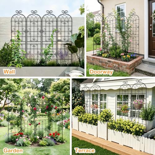 2.2m（86.7" h x 19.7" w） black iron garden, view 9