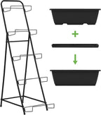 5 Tier Vertical Raised Garden Bed Planter Box, Vertical Raised Bed with Drainage Holes for Indoor Outdoor Herbs Flowers Vegetables Plants, Black