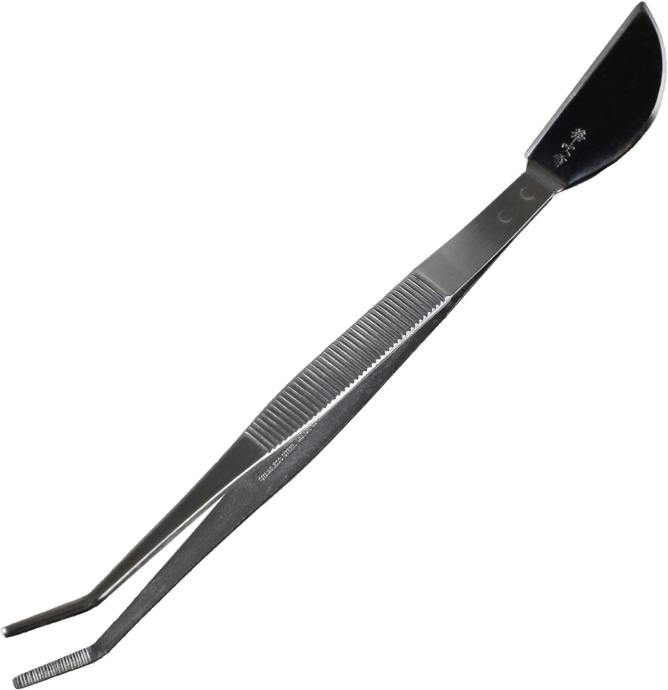 Wazakura Bonsai Curved Tip Tweezer with Spatula MADE IN JAPAN 8-1/4in(210mm) Stainless Steel