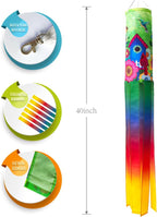 Spring windsocks Outdoor Heavy Duty, Yard Garden Home Decoration | Sturdy hanging hooks & bright gradient decorative ribbons