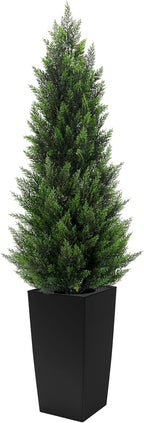 5ft tall artificial cedar topiary tree with compact, main product view