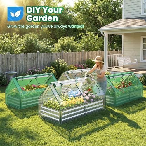 quictent 6x3x1ft galvanized raised garden bed with cover on a desk or shelf