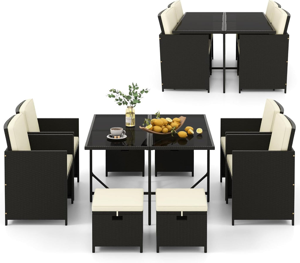 tangkula 9 pieces outdoor dining furniture set, space-saving, main product view