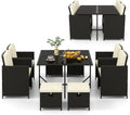 tangkula 9 pieces outdoor dining furniture set, space-saving, main product view