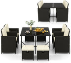 tangkula 9 pieces outdoor dining furniture set, space-saving, main product view