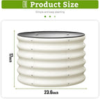 SnugNiture Raised Garden Bed, 2×2×1.5ft Round Galvanized Outdoor Planter Box, 17" Tall Deep Metal Garden Bed Kit for Planting Vegetables, Fruits, Flowers, White