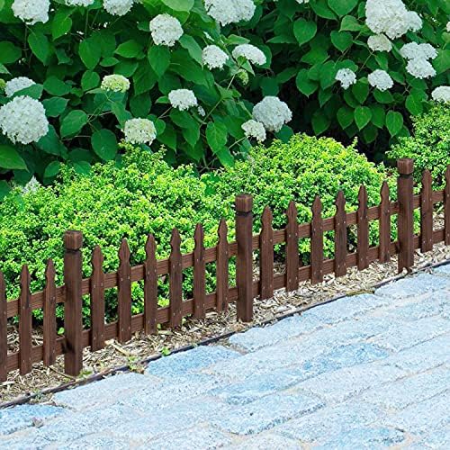 yaheetech 532.5in wooden picket fence panels for garden shown in use