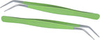 HADIZ Stainless Steel Garden Tweezer Two Piece Set with Curved Tip Tweezers for Cactus and Succulents Gardening(Curved)