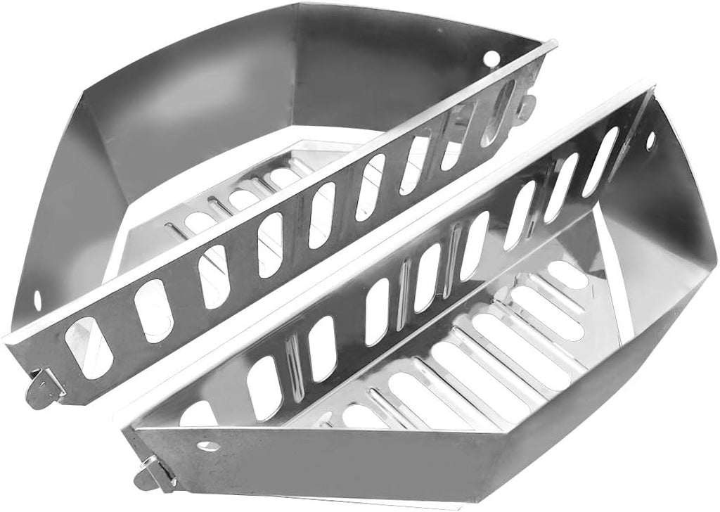 Stainless Steel Charcoal Basket- BBQ Grilling Accessories for Grills and 22” Kettles- Heavy Duty Char-Basket for Briquette, Wood Chips- Charcoal Grill Accessories (Set of 2)