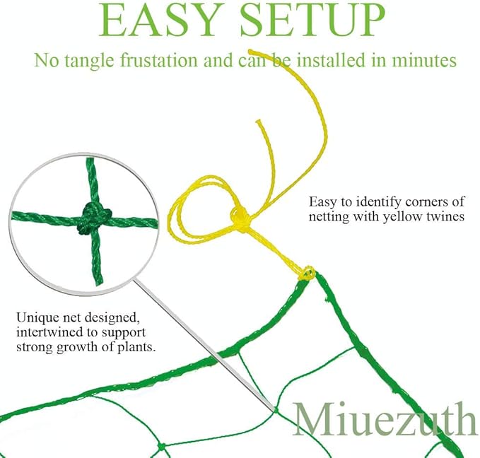 Trellis Netting for Climbing Plants - Heavy Duty Garden Trellis Netting for Cucumber, Vine, Fruits & Vegetables Tomato Plants Trellis Net, Climbing Vining Plants (1-Pack 16.4' x 6.6'Ft)