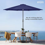 Tempera Patio Market Outdoor Table Umbrella with Auto Tilt and Crank, Large Sun Umbrella with Sturdy Pole & Fade Resistant Canopy, Easy to Set