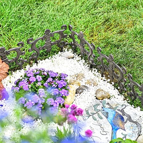 sungmor cast iron brown flower bed edging showing dimensions