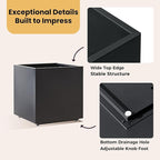 Large Metal Outdoor Planter Box 20Wx20Dx21.5H, Galvanized Steel Cube Planters for Outdoor Plants, Easy Assembly - 5mins Quick Install, Large Square Flower Pot for Patio, Deck, Garden, Yard, Black