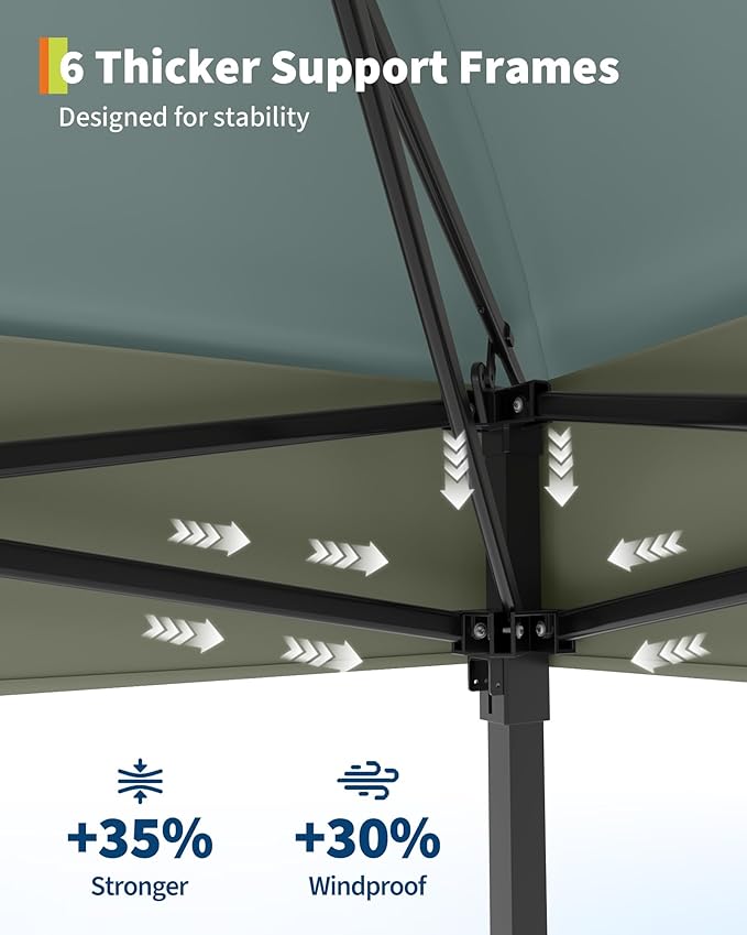Canopy Tent 13x13 ft, Pop Up Gazebo One-Push Setup with 4 SandBags for Backyard Parties and BBQs, Mosquito Netting & Height Adjustable - Green