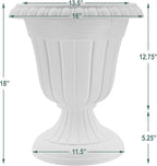 Arcadia Garden Products PL00BG Classic Traditional Plastic Urn Planter, 16” x 18”, Beige