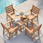 HDPE Dining Chair Set of 2, All-Weather Heavy Duty, Cedar | Patio Dining Chair with Armrests, Wood Grain Texture, Outdoor Furniture for Backyard, Garden