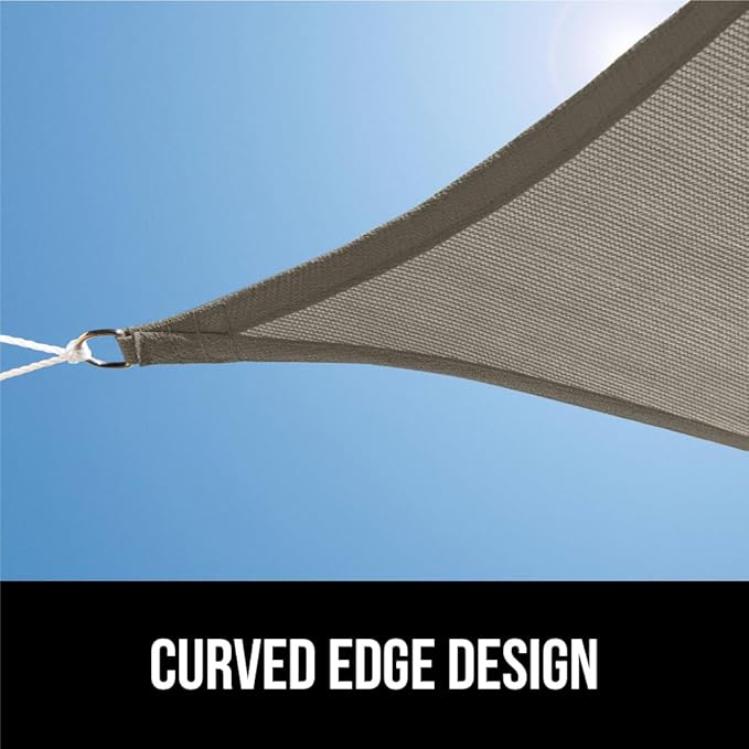 GORILLA GRIP Heavy Duty Sun Shade, UV Protection Fade Tear and Rust Resistant Triangle Sunshade Canopy, Curved Edges Blocks Sunlight, Breathable Sail, Outdoor Patio, Lawn Garden Graphite