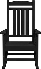 KINGYES Outdoor Rocking Chair Set of 2, High Density Polyethylene Patio Rocking Chairs with 330lbs Support for Adults, Black